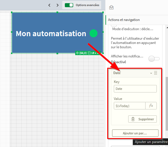 bouton action parametre automatisation
