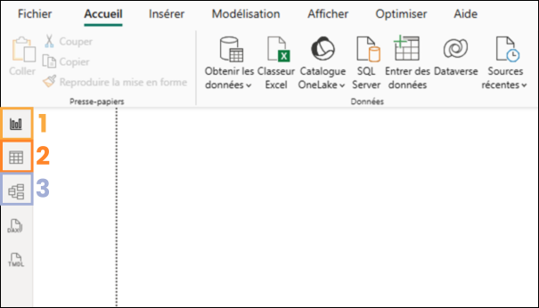 Les 3 vues de Power BI Desktop